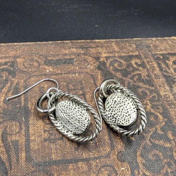 Silver Pearl Dangle Earrings - Picture 3 of 3